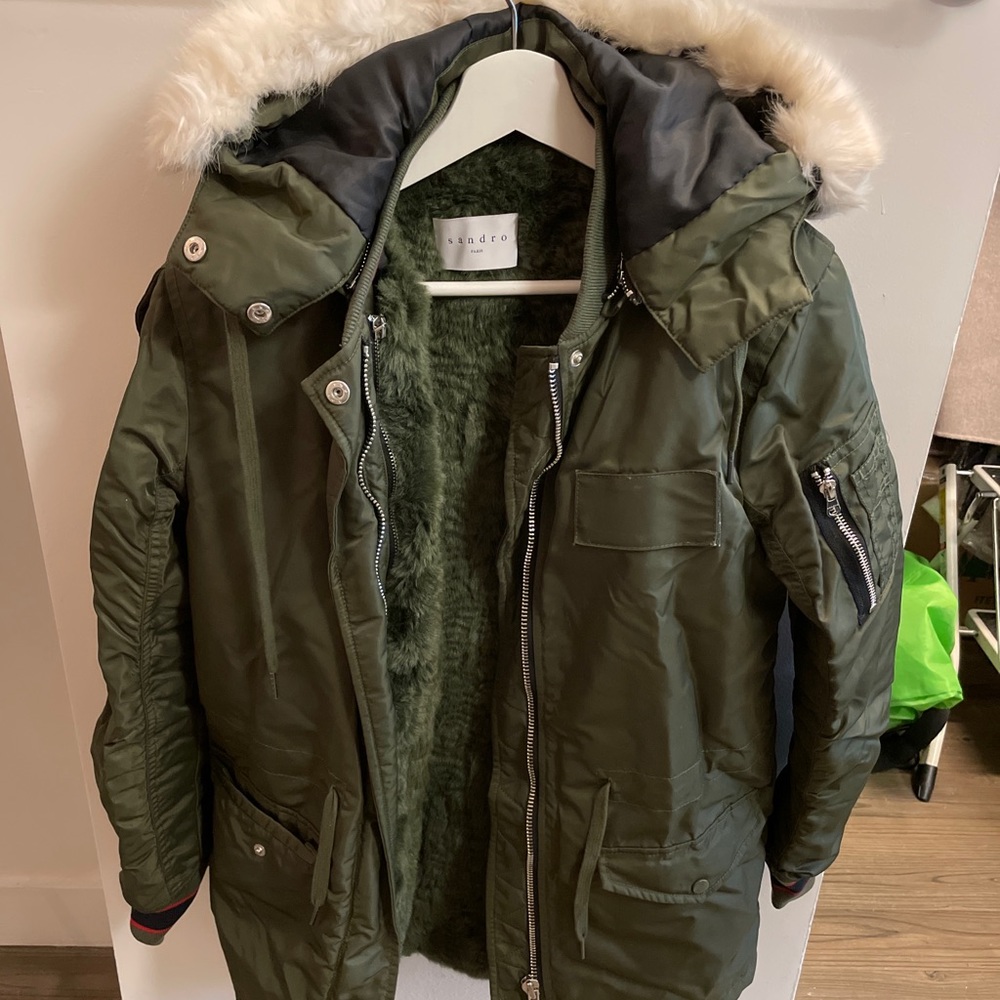 Sandro winter jacket w/ removable faux fur insert